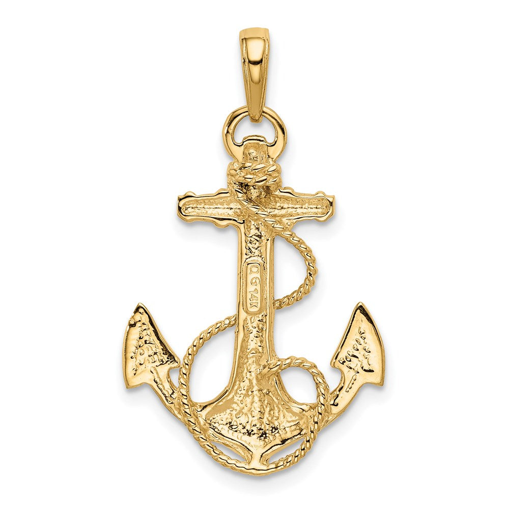 14k Yellow Gold Anchor w/Rope Pendant