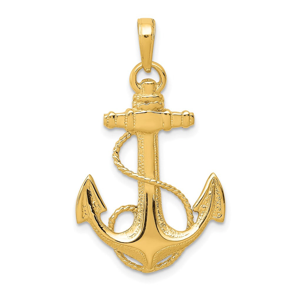 14k Yellow Gold Anchor w/Rope Pendant