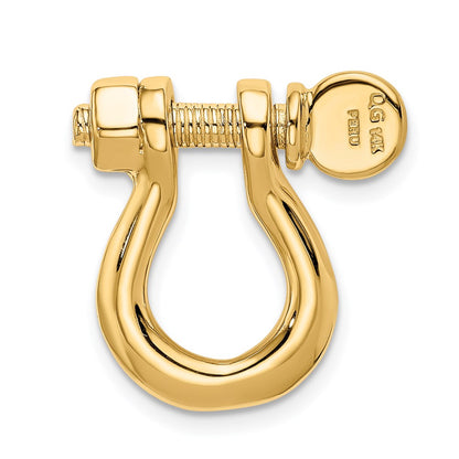 14k Yellow Gold  3D Large Shackle Link Pendant