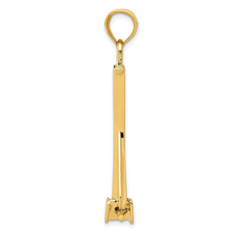 14k Yellow Gold  3D Moveable Anchor Pendant