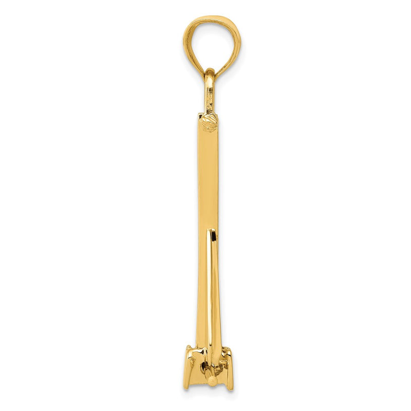 14k Yellow Gold  3D Moveable Anchor Pendant