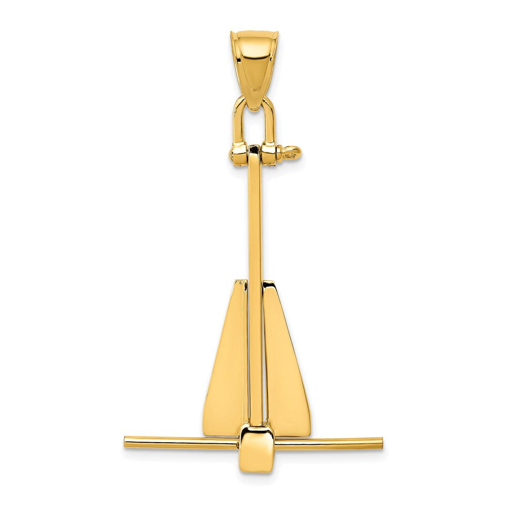 14k Yellow Gold  3D Moveable Anchor Pendant
