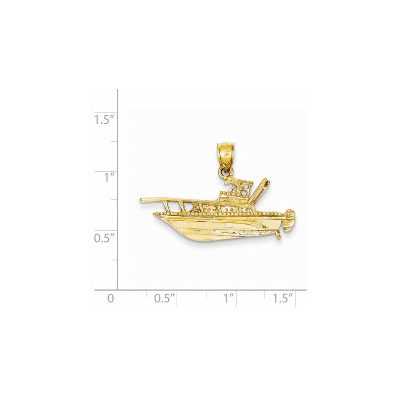 14k Yellow Gold Fishing Boat Pendant