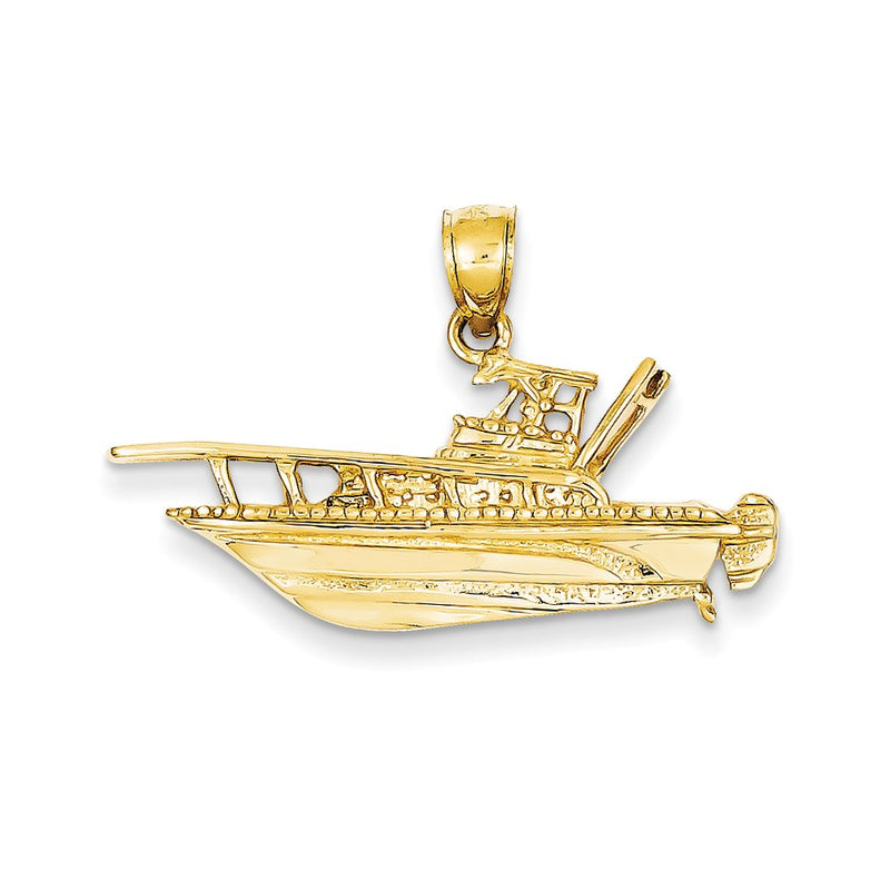14k Yellow Gold Fishing Boat Pendant