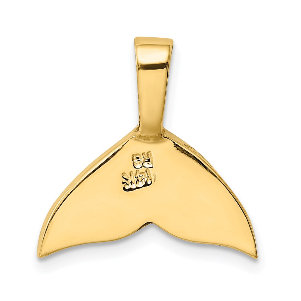 14k Yellow Gold Imitation Opal Whale Tail Slide