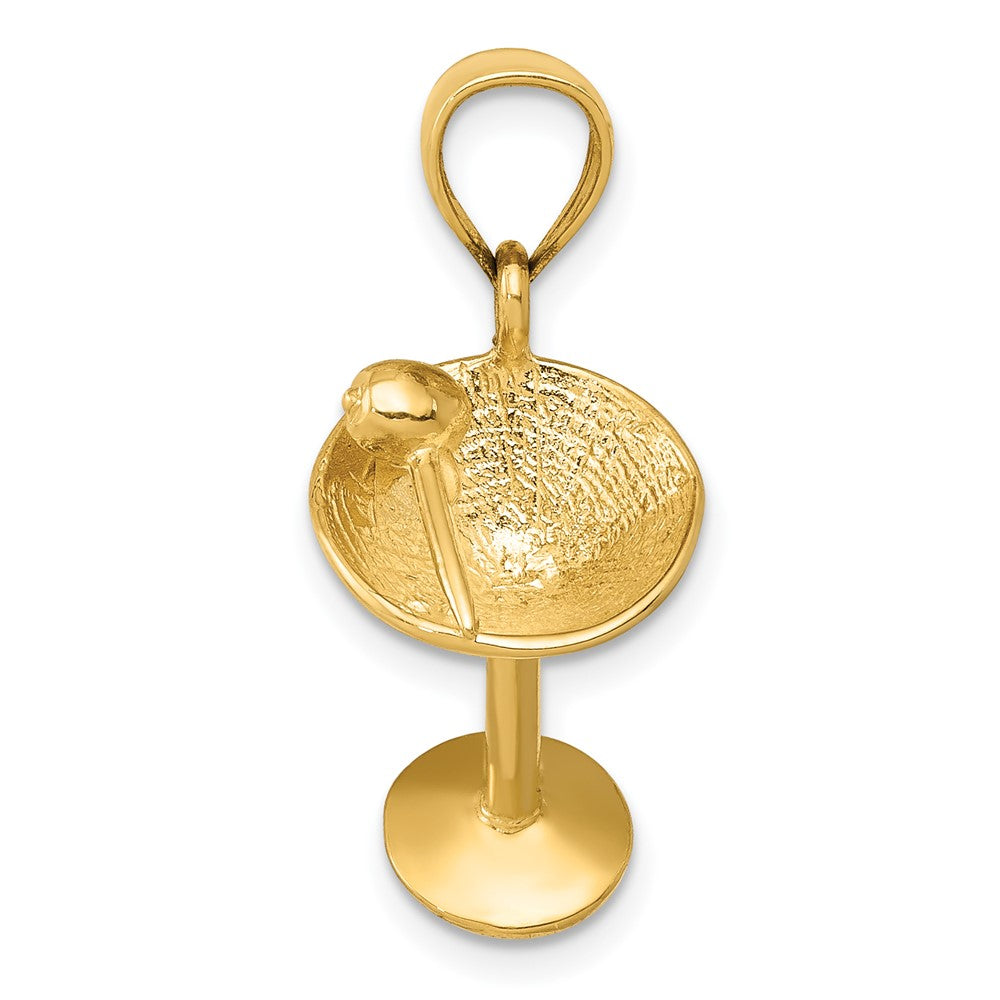 14k Yellow Gold 3D Martini Glass Pendant