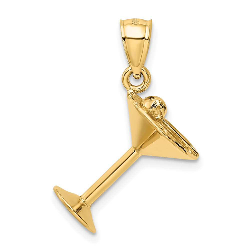 14k Yellow Gold 3D Martini Glass Pendant