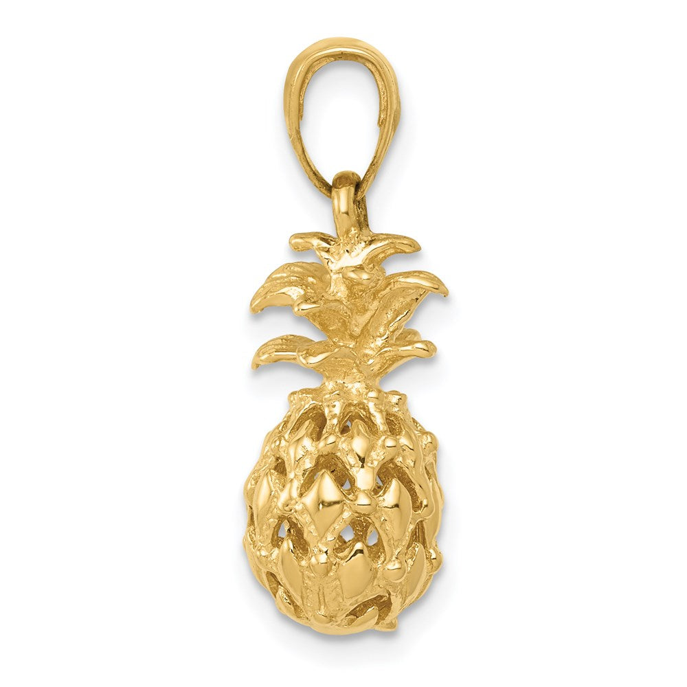 14k Yellow Gold  3D Cut-out Pineapple Pendant