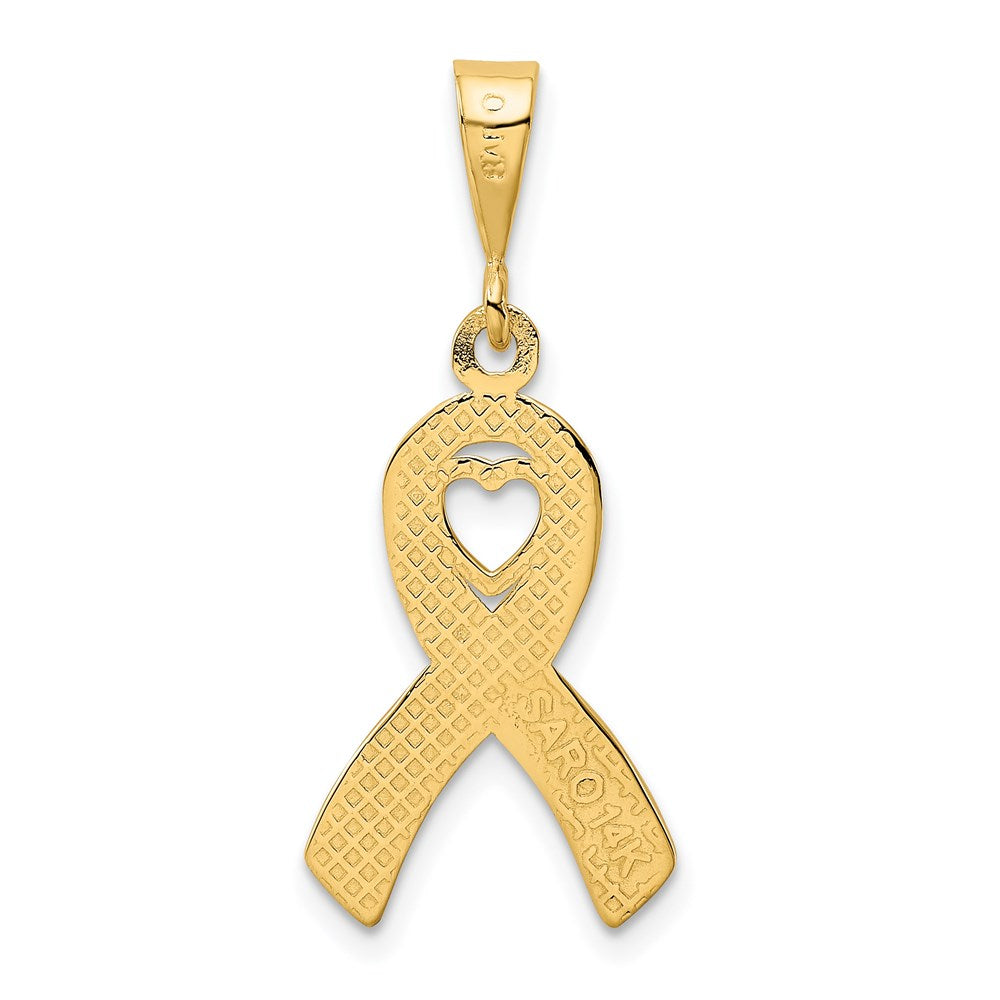 14k Yellow Gold Heart In Awareness Pendant