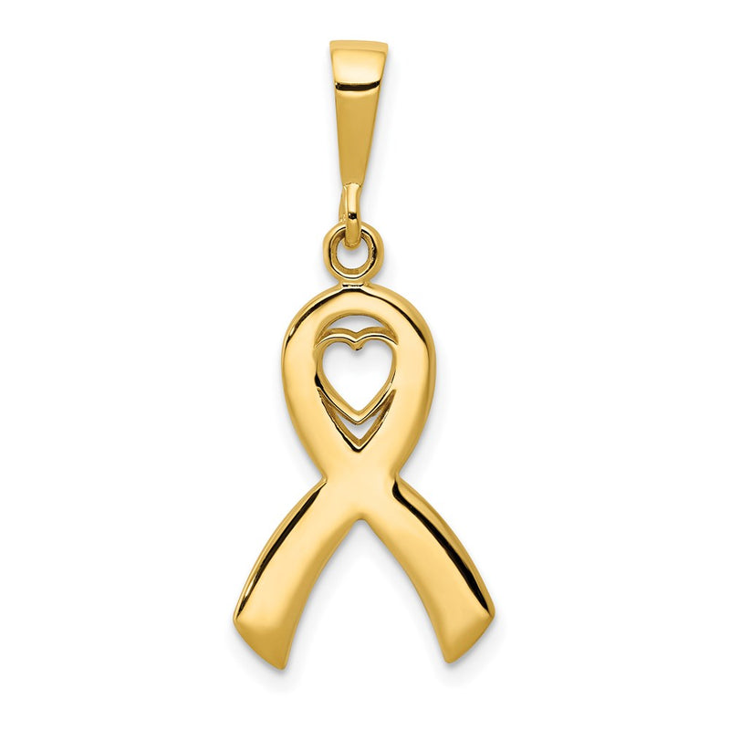 14k Yellow Gold Heart In Awareness Pendant