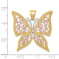 14k Two-tone Gold w/White Rhodium Diamond-cut Butterfly Pendant