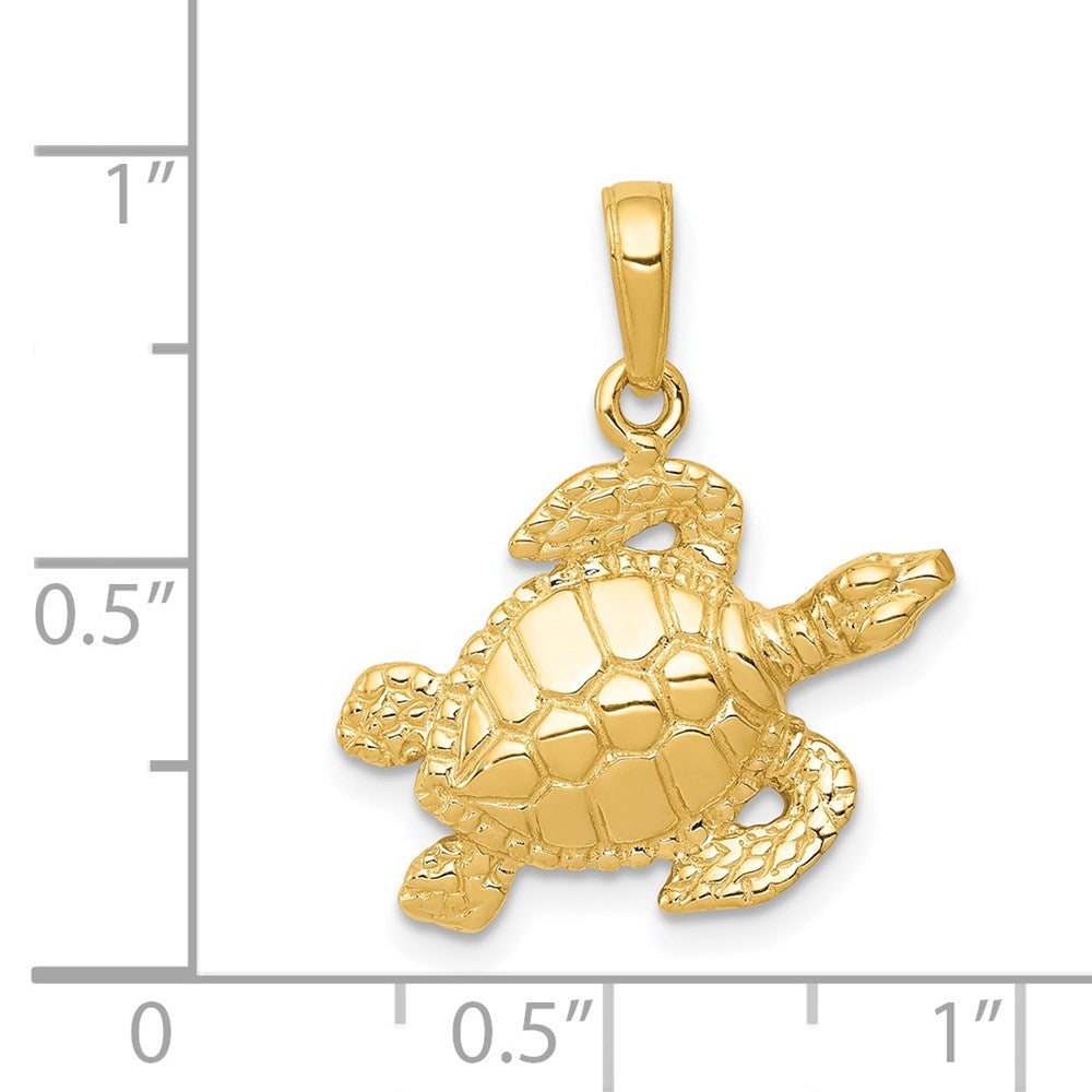 14k Yellow Gold Sea Turtle Pendant