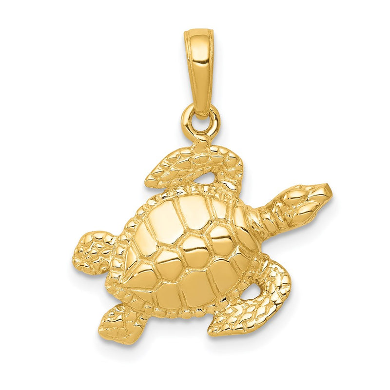 14k Yellow Gold Sea Turtle Pendant