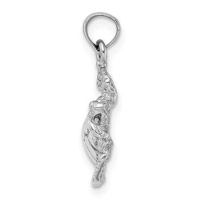 14k White Gold Textured Sea Turtle Charm