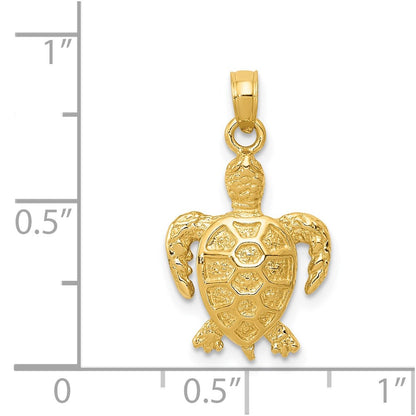 14k Yellow Gold Sea Turtle Pendant