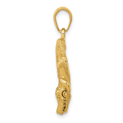 14k Yellow Gold Moveable Alligator Pendant