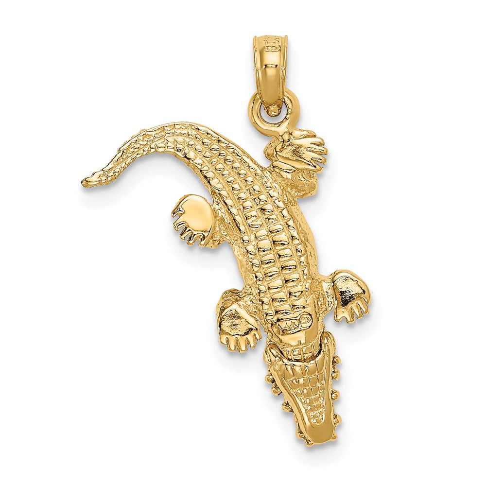 14k Yellow Gold Moveable Alligator Pendant