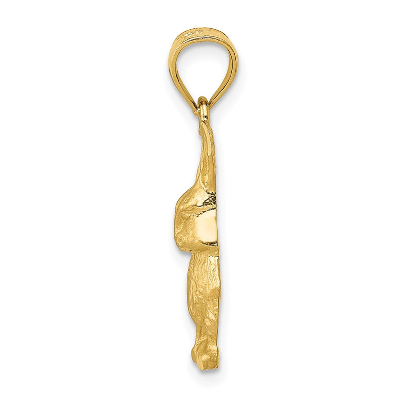 14k Yellow Gold Diamond-cut Rabbit Pendant