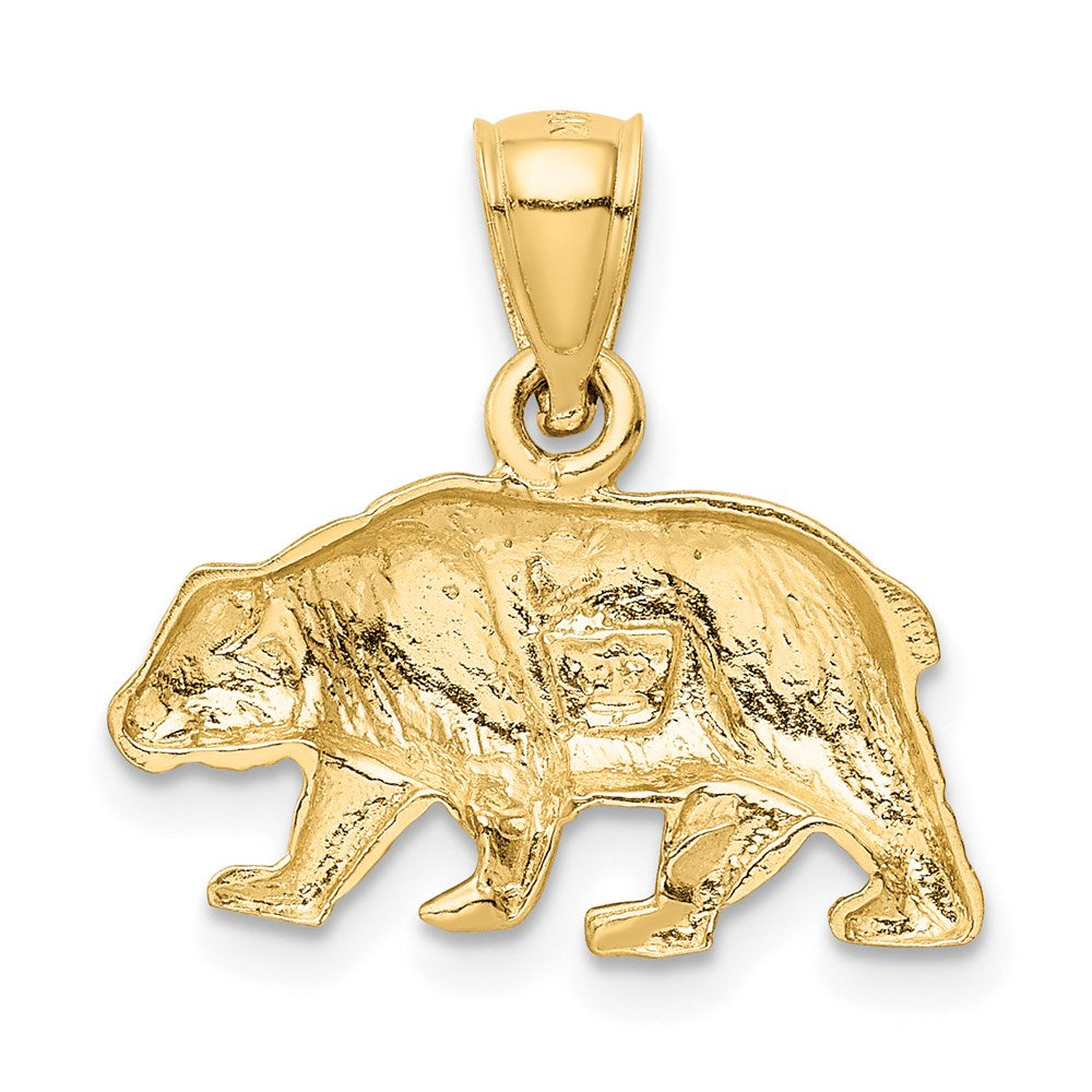 14k Yellow Gold Diamond-cut Bear Pendant