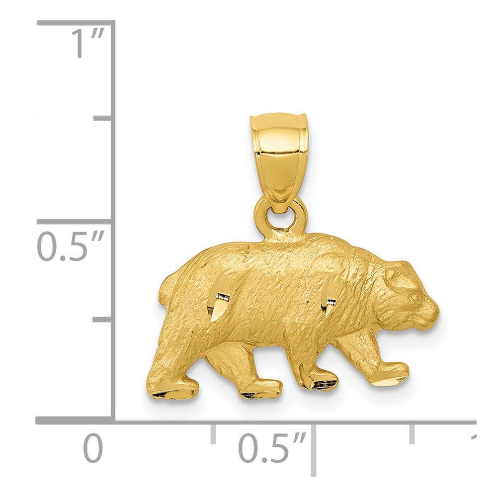 14k Yellow Gold Diamond-cut Bear Pendant