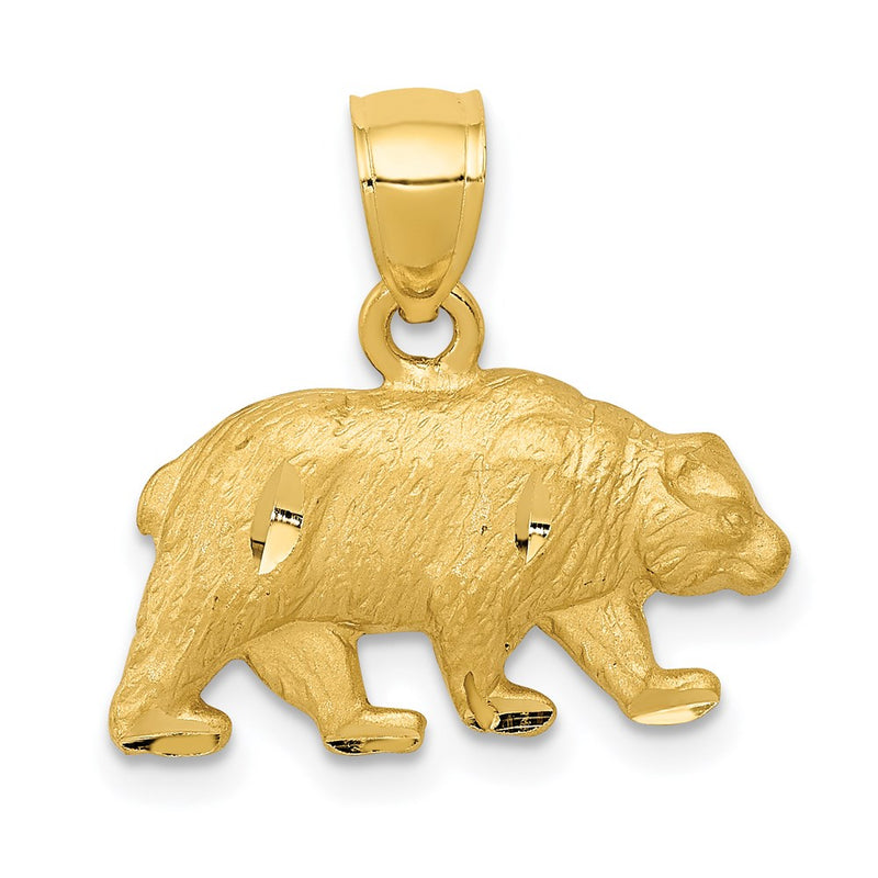 14k Yellow Gold Diamond-cut Bear Pendant