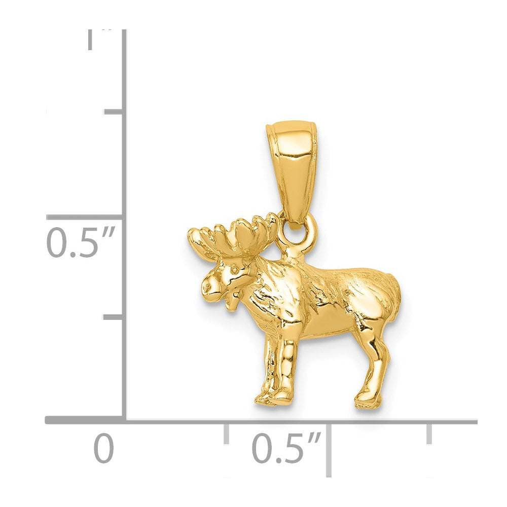14k Yellow Gold 3-D Moose Pendant