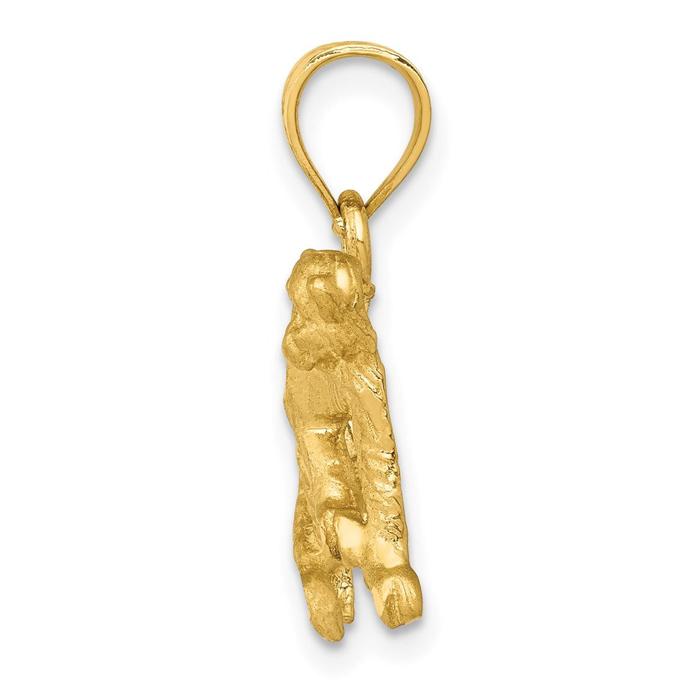 14k Yellow Gold Diamond-cut Monkey Pendant