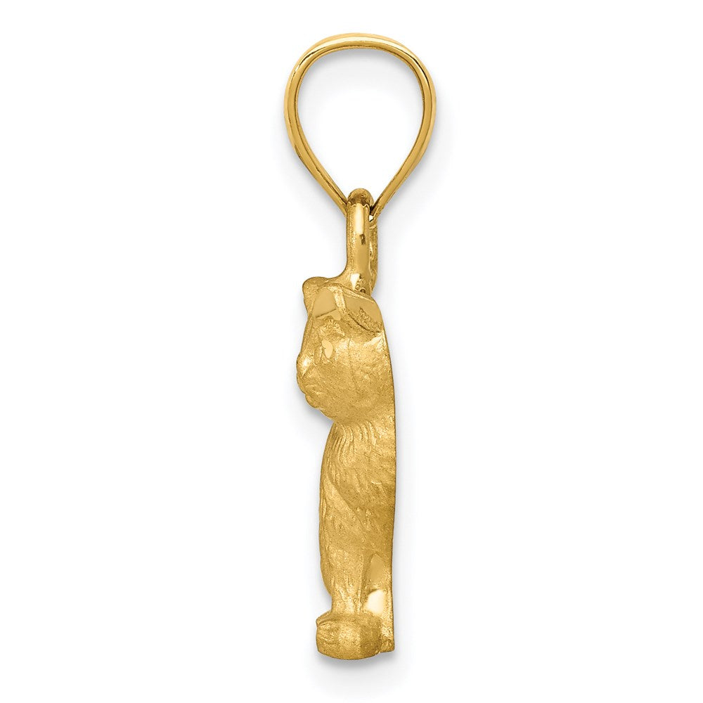 14k Yellow Gold Diamond-cut Cat Pendant
