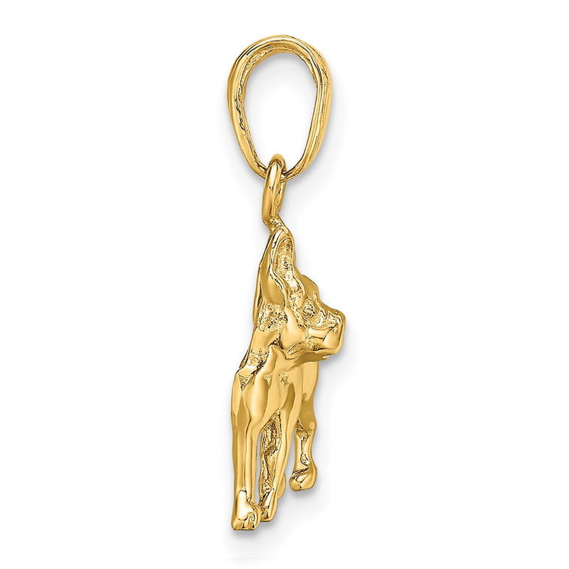 14k Yellow Gold Boston Terrier Dog Pendant