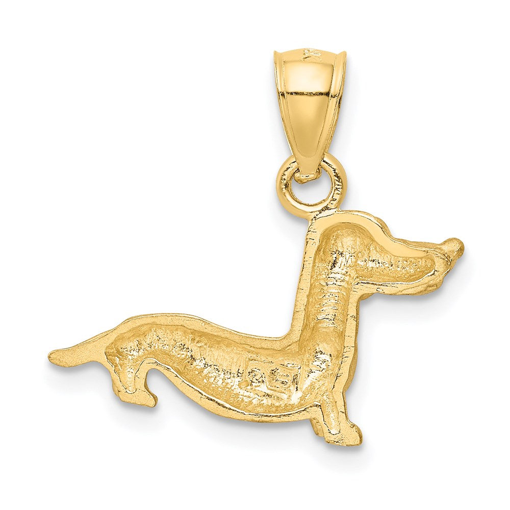 14k Yellow Gold Diamond-cut Dachshund Pendant