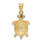 14k Yellow Gold Turtle with Ruby Eyes Pendant