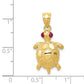 14k Yellow Gold Turtle with Ruby Eyes Pendant