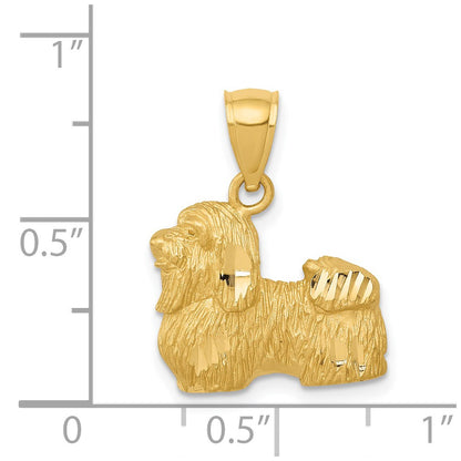 14k Yellow Gold Diamond-cut Shih Tzu Pendant
