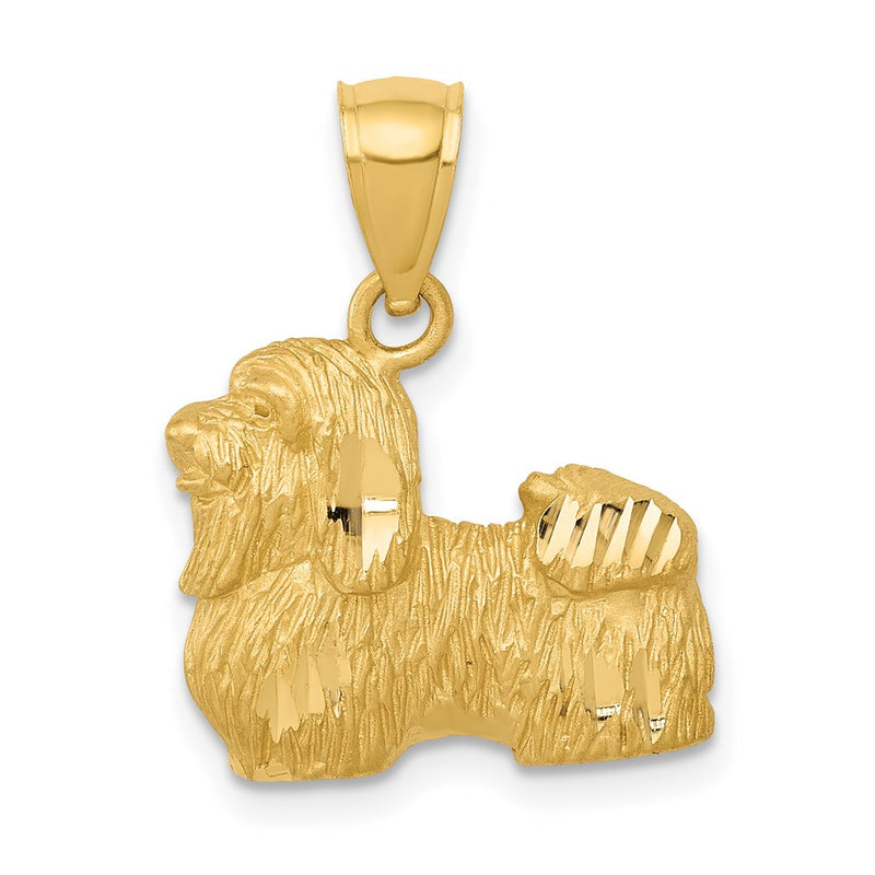 14k Yellow Gold Diamond-cut Shih Tzu Pendant