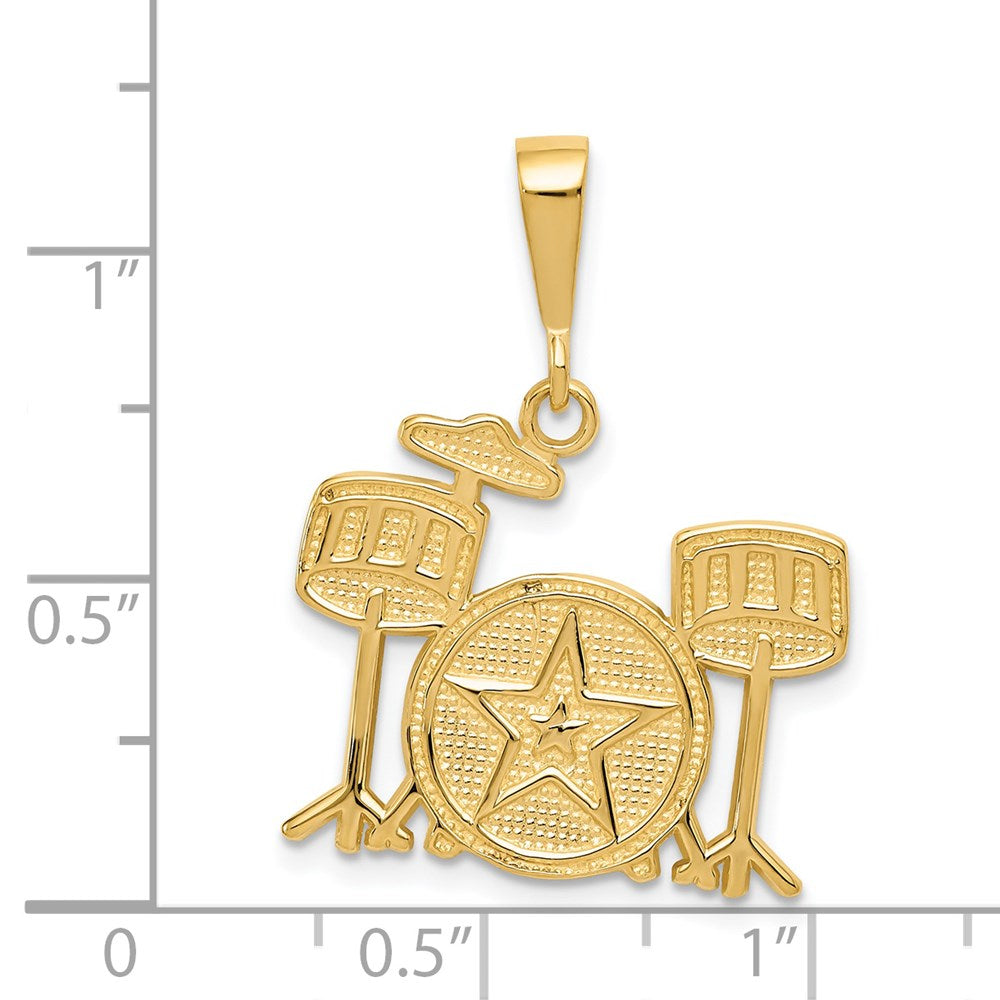 14k Yellow Gold Drum Set Charm