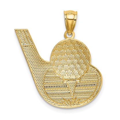 14k Yellow & Rhodium Gold and Rhodium Golf Pendant