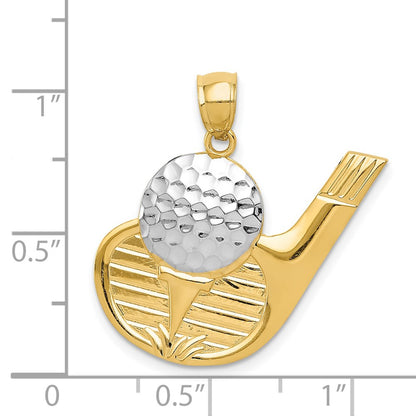 14k Yellow & Rhodium Gold and Rhodium Golf Pendant