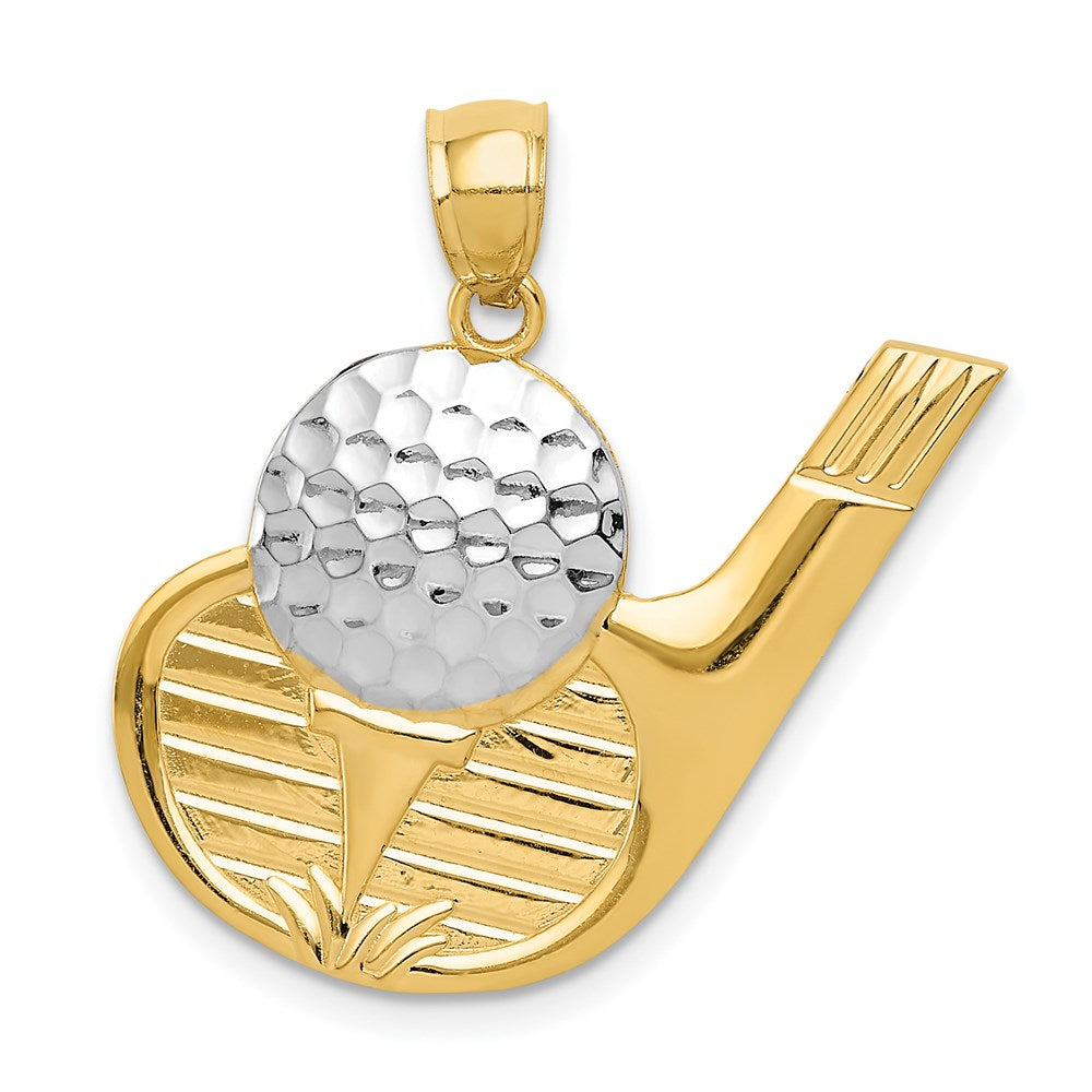 14k Yellow & Rhodium Gold and Rhodium Golf Pendant