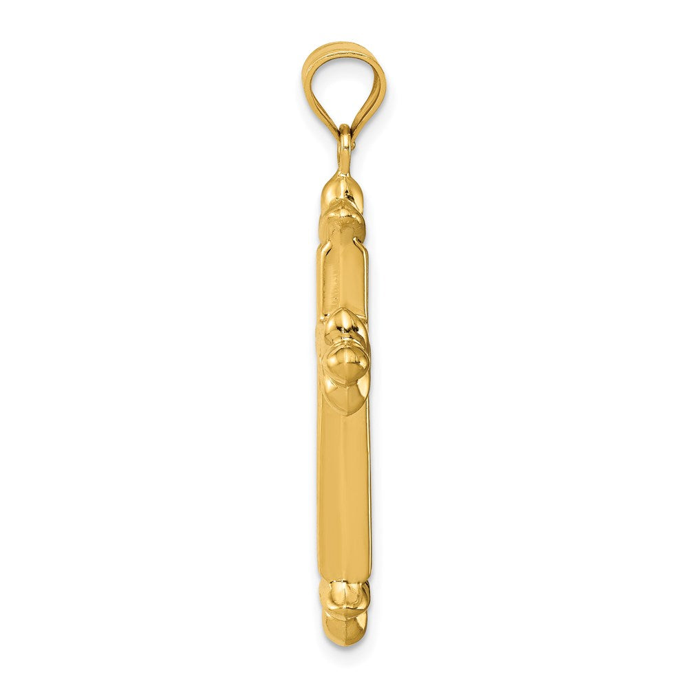 14k Yellow Gold Reversible Diamond-cut Cross Pendant