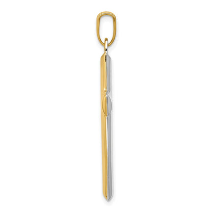 14k Yellow & Rhodium Gold W/Rhodium Reversible Yellow/White Cross Pendant