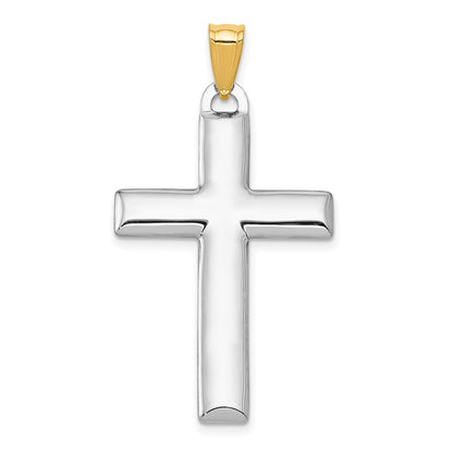 14k Yellow & Rhodium Gold W/Rhodium Reversible Yellow/White Cross Pendant