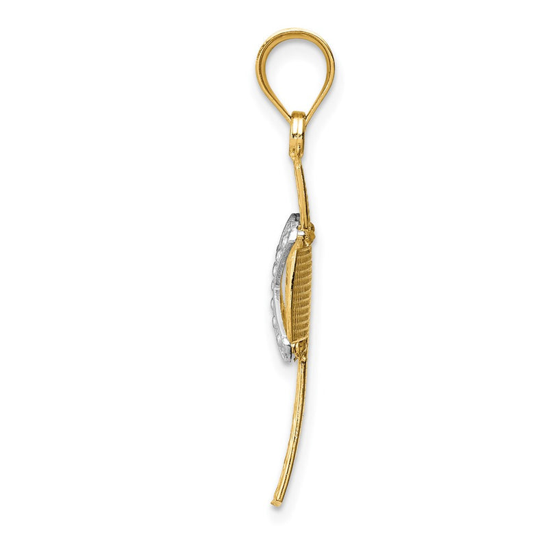 14k Two-tone Gold Diamond-cut Cross Pendant