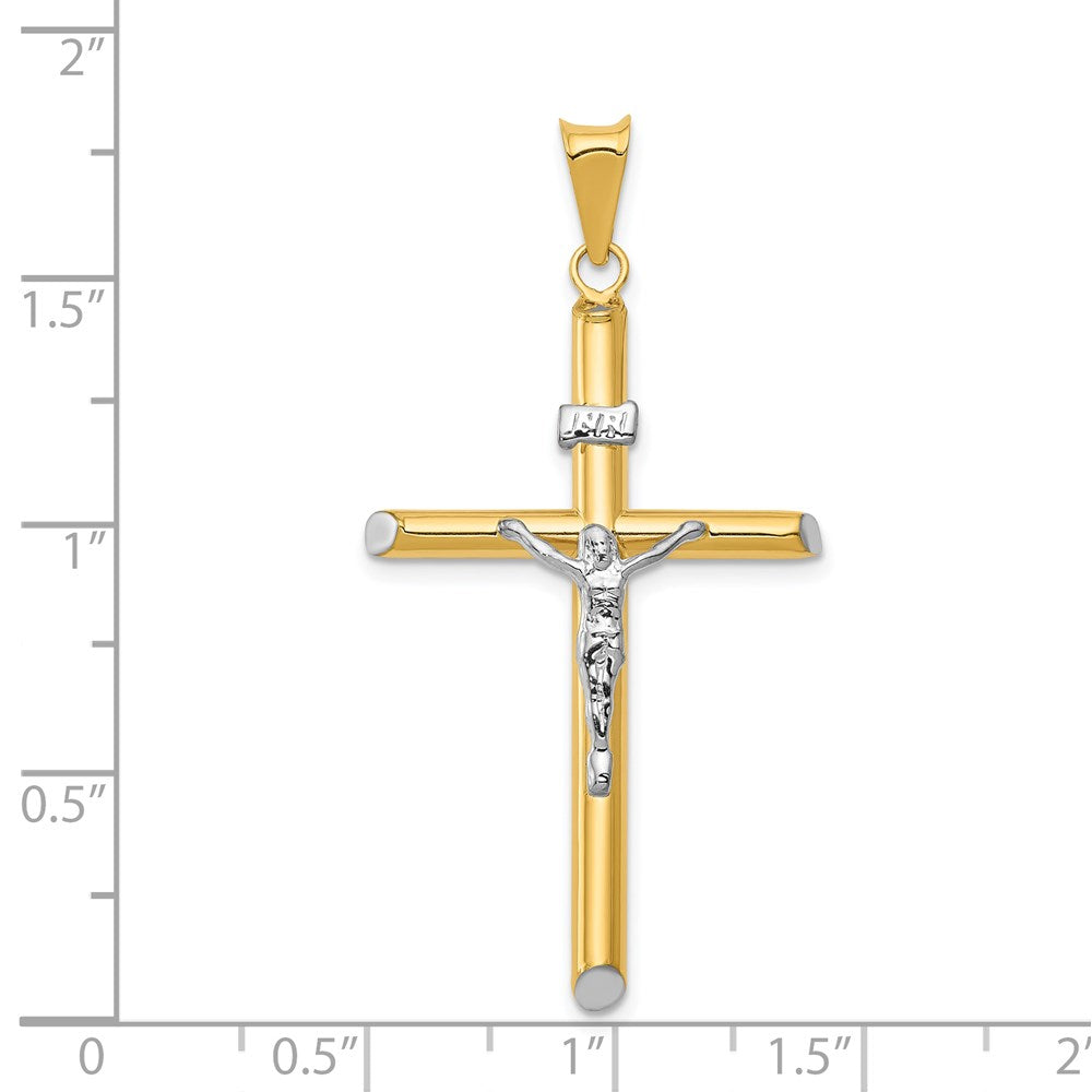 14k Two-tone Gold Two-tone Gold w/Rhodium Inri Crucifix Pendant