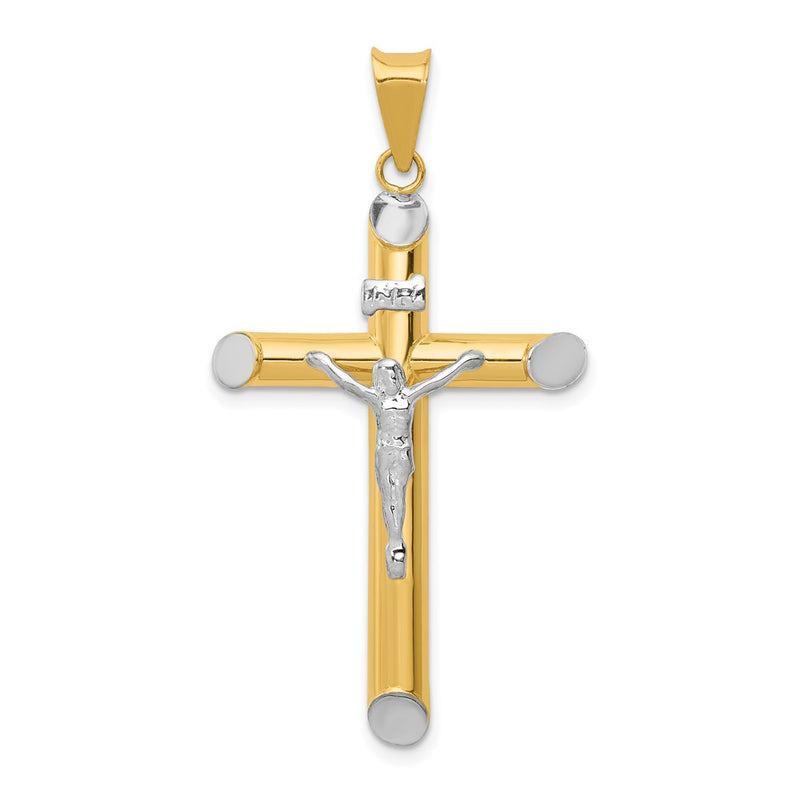 14k Two-tone Gold Two-tone Gold w/Rhodium Inri Crucifix Pendant