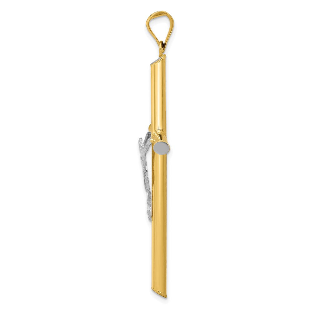 14k Two-tone Gold Two-tone Gold w/Rhodium Crucifix Pendant