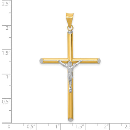 14k Two-tone Gold Two-tone Gold w/Rhodium Crucifix Pendant