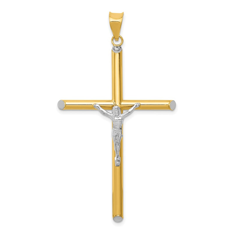 14k Two-tone Gold Two-tone Gold w/Rhodium Crucifix Pendant