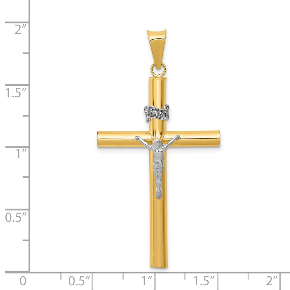 14k Two-tone Gold INRI Crucifix Pendant