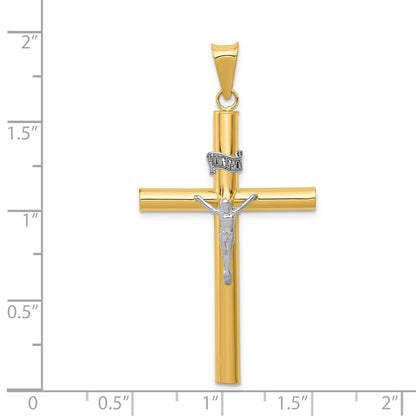14k Two-tone Gold INRI Crucifix Pendant