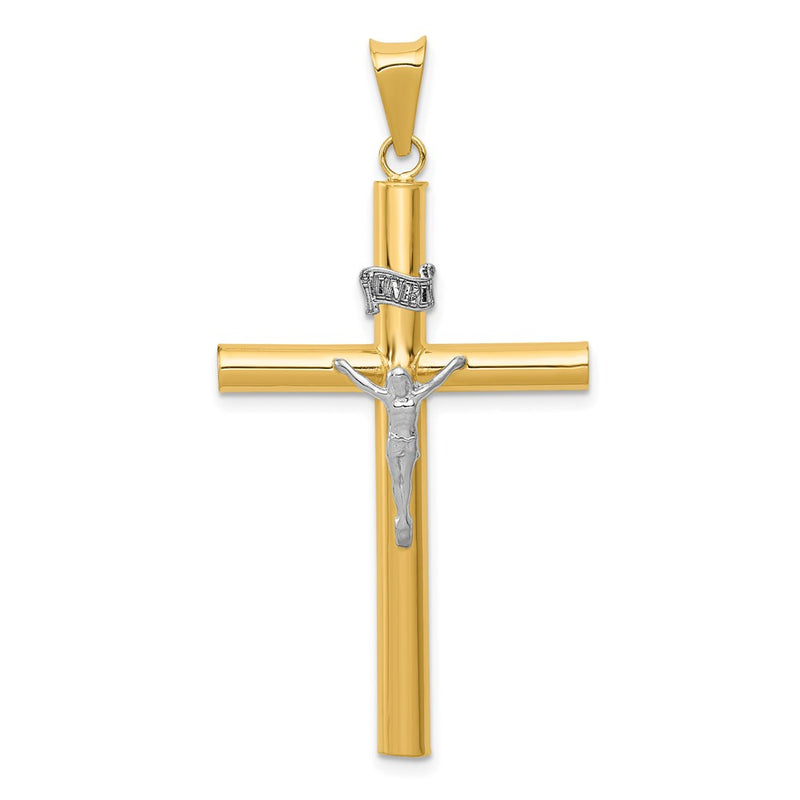 14k Two-tone Gold INRI Crucifix Pendant